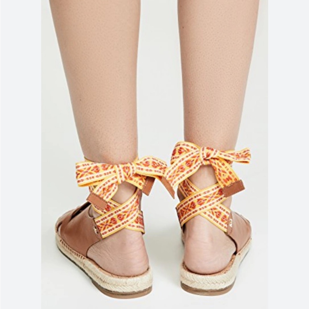 Sam Edelman Alisha Ankle-Tie Leather Sandals- flaw
